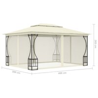 Partytent Prieel met netten 300x400x265 cm cr&egrave;mekleurig