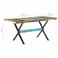 Eettafel Indus 160 x 80 x 76 cm massief gerecycled hout