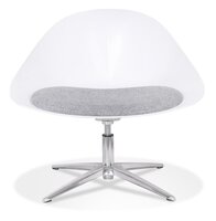 Design loungestoel &#039;DAPHNE&#039; van witte kunststof en grijze stof