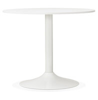 Eettafel Orlando rond wit- &Oslash; 90 cm - houten blad met metalen voet