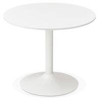 Eettafel Orlando rond wit- &Oslash; 90 cm - houten blad met metalen voet