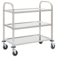 Keukentrolley RVS 3-Laags serveerwagen Roestvrij Staal 95 x 45 x 83.5 cm 