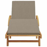 Ligstoel Minoes Met Wielen - Kussen Taupe kleur - Massief Acacia hout