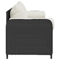 Tuinbank Pitart 3-zits met kussens poly rattan zwart