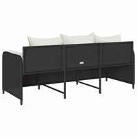 Tuinbank Pitart 3-zits met kussens poly rattan zwart