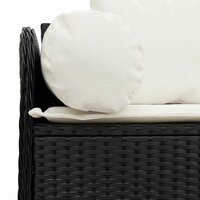 Tuinbank Pitart 3-zits met kussens poly rattan zwart