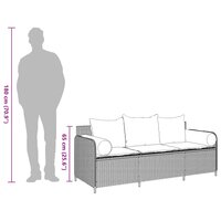 Tuinbank Pitart 3-zits met kussens poly rattan zwart