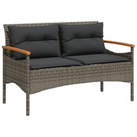 Tuinbank Esmee met kussens 116x62,5x74 cm poly rattan grijs