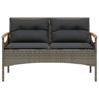 Tuinbank Esmee met kussens 116x62,5x74 cm poly rattan grijs