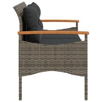 Tuinbank Esmee met kussens 116x62,5x74 cm poly rattan grijs