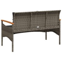 Tuinbank Esmee met kussens 116x62,5x74 cm poly rattan grijs