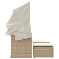Tuinbank Miranda 2-zits met luifel en voetenbanken poly rattan beige