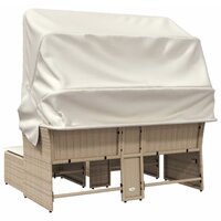 Tuinbank Miranda 2-zits met luifel en voetenbanken poly rattan beige