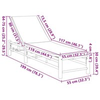 Ligstoel Moroso met kussens 55x199x30 cm bamboe