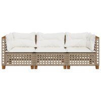 Tuinbank Lazio 3-zits met kussens poly rattan beige