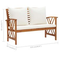 Tuinbank Multatuli met kussens 119 cm massief acaciahout