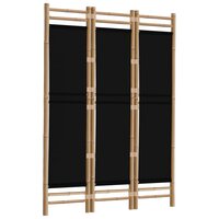 Kamerscherm Linda zwart 3-panelen 120 cm bamboe en canvas