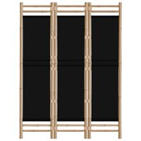 Kamerscherm Linda zwart 3-panelen 120 cm bamboe en canvas