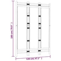 Kamerscherm Linda zwart 3-panelen 120 cm bamboe en canvas