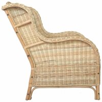 Fauteuil Romano met kussen natuurlijk rattan en linnen