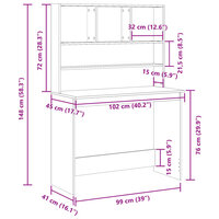 Bureau met schappen 102x45x148 cm houtkleurig
