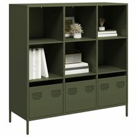 Kast 101x39x103 cm staal olijfgroen met vakken en lades
