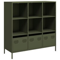 Kast 101x39x103 cm staal olijfgroen met vakken en lades