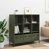 Kast 101x39x103 cm staal olijfgroen met vakken en lades