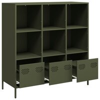 Kast 101x39x103 cm staal olijfgroen met vakken en lades