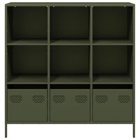 Kast 101x39x103 cm staal olijfgroen met vakken en lades