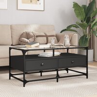 Salontafel Casimir met lades en glazen blad 98,5x50x45 cm staal
