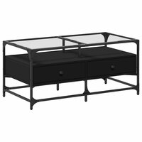 Salontafel Casimir met lades en glazen blad 98,5x50x45 cm staal