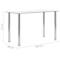 Smalle Eettafel Calli 120x60x75 cm gehard glas transparant