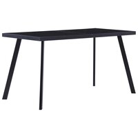 Smalle Eettafel Marvin 140x70x75 cm gehard glas zwart