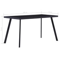 Smalle Eettafel Marvin 140x70x75 cm gehard glas zwart