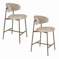 Counter chair Claes - Set 2 krukken - Stof multiclour - Poten hout