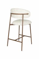 Counter chair Claes - Set 2 krukken - Stof offwhite - Poten hout