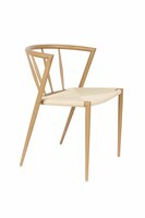 Eetkamerstoel CHE naturel - Set 2 - gevlochten zitting - metalen poten - beige