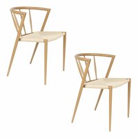 Eetkamerstoel CHE naturel - Set 2 - gevlochten zitting - metalen poten - beige