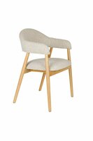 Eetkamerstoel Indy naturel - Set 2 - zitting stof beige - poten eikenhout 