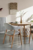 Eetkamerstoel Indy naturel - Set 2 - zitting stof beige - poten eikenhout 