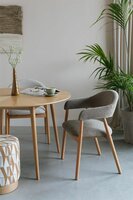 Eetkamerstoel Indy naturel - Set 2 - zitting stof bruin- poten eikenhout 