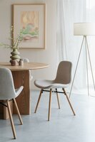 Eetkamerstoel Lester beige - Set 2 - gevlochten zitting - metalen poten 