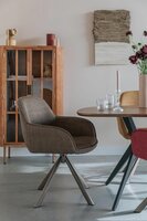 Eetkamerstoel Toye bruin - Set 2 - zitting stof - poten metaal - draaibaar 