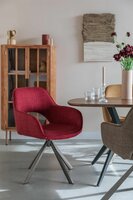 Eetkamerstoel Toye rood - Set 2 - zitting stof - poten metaal - draaibaar 