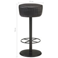 Barkruk Toog echt leer zwart - 76cm hoog