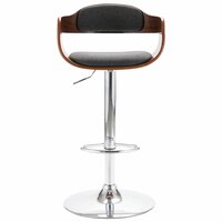 Barkruk Conrad hout walnut en stof grijs - Hoogte verstelbaar