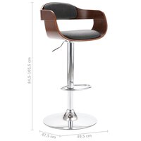 Barkruk Conrad hout walnut en stof grijs - Hoogte verstelbaar