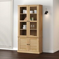 Vitrinekast VIGO 85x35x170 cm massief licht bruin grenenhout
