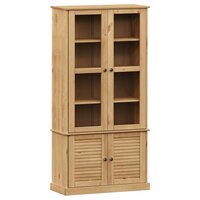 Vitrinekast VIGO 85x35x170 cm massief licht bruin grenenhout